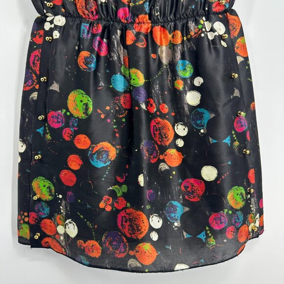 3.1 Phillip Lim Silk Mini Dress 4 Abstract Graphic Print Studded Sleeveless - Picture 5 of 11